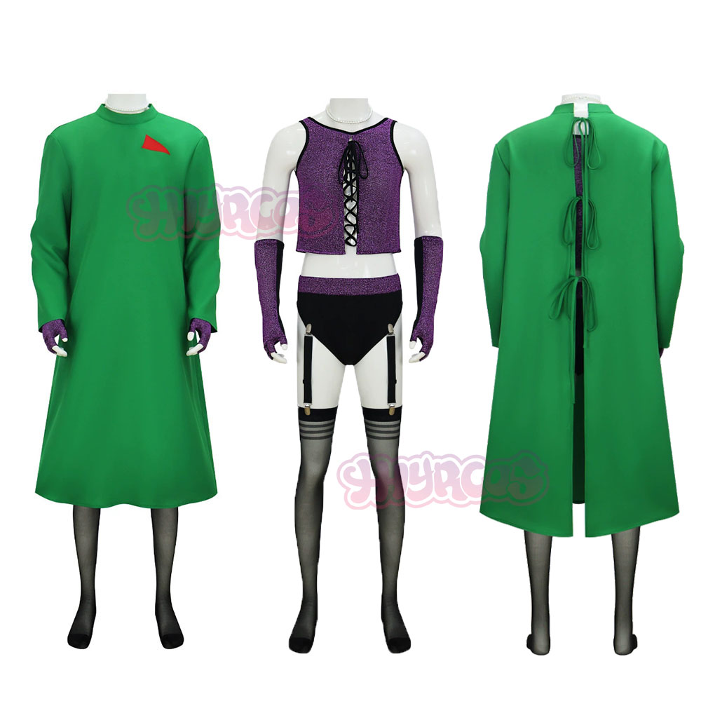 Formal Wear Gloves Men - 映画フランク・ファーターのコスプレ男性用グリーンドレスローブ黒ランジェリーショーコスチュームハロウィンカーニバルパーティー衣装グローブネックレスソックス