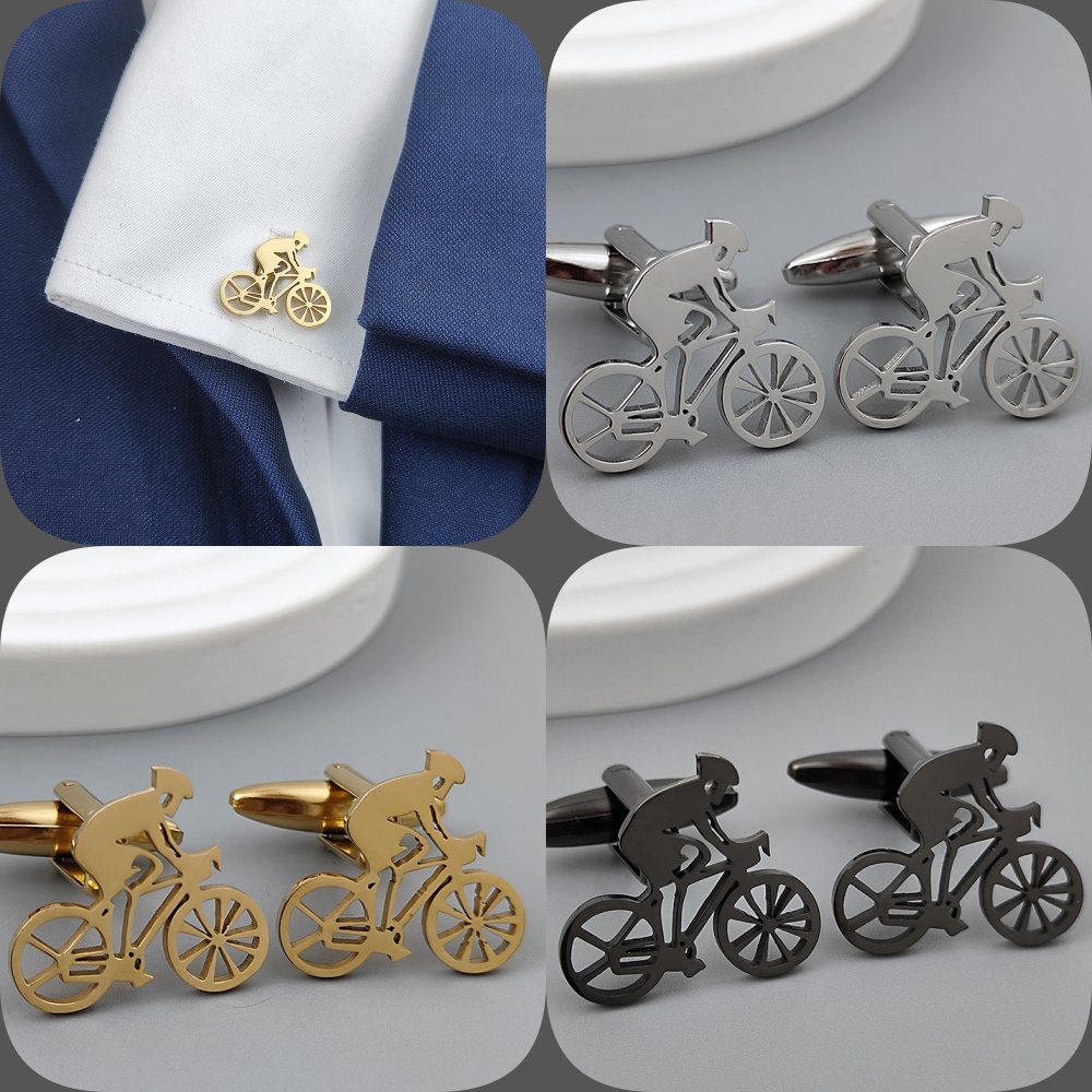 Men Formal Wear With Tie - メンズバイクカフリンクス,金メッキ,ブラックステンレススチールカフスボタン,シャツアクセサリー,フォーマルウェア