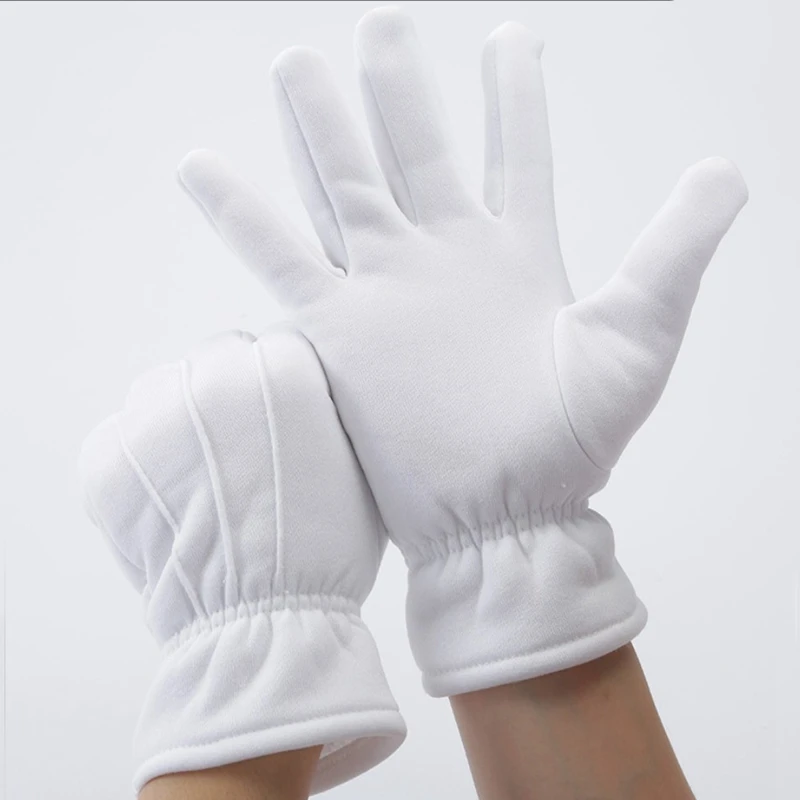 Formal Wear Gloves Men - 男性女性の冬厚手の手袋サーマルウォームホワイトカラーコットンエチケットフォーマルタキシード制服手袋サイクリングバイクミトン