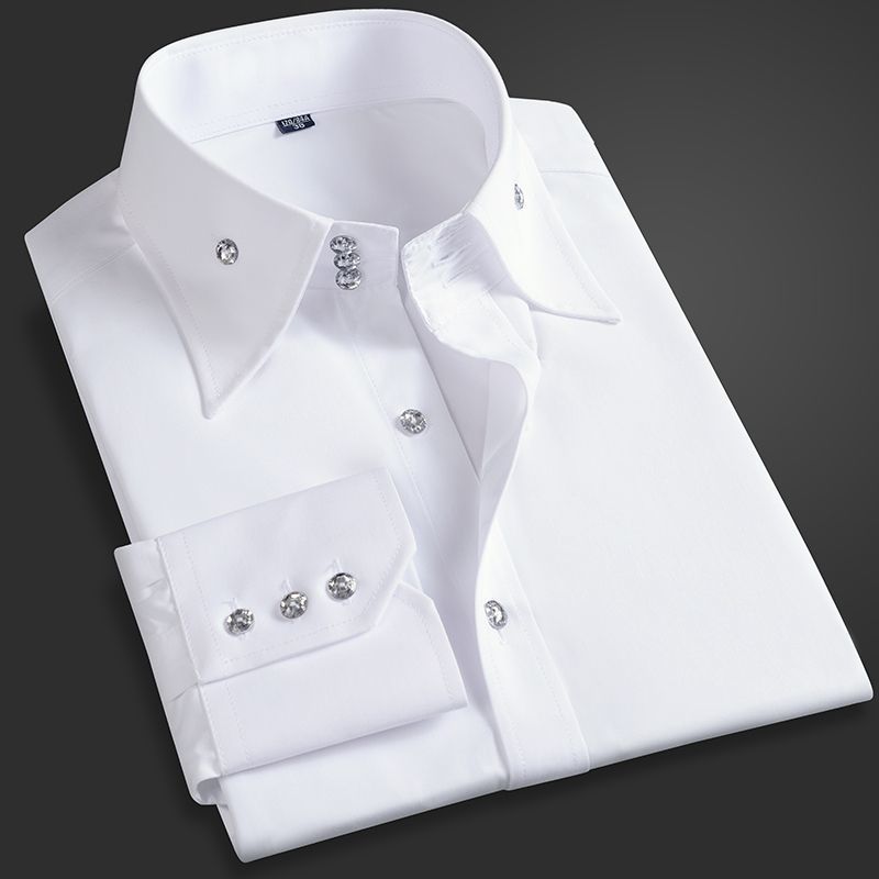 Men Formal Wear Shirts - 春秋メンズエグゼクティブシャツ韓国フィット、パーマネントプレスフォーマルオフィスウェア、通気性のある薄い長袖ビジネスカジュアル