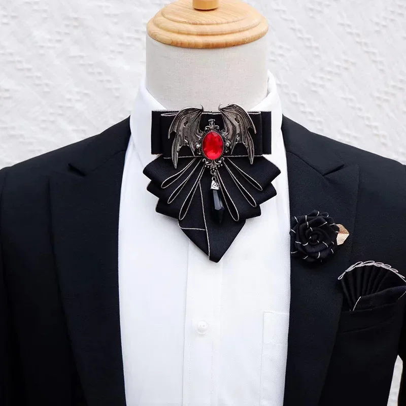 Men Formal Wear With Tie - 男性用の英国スタイルのボウブローチセット,花の襟付きのフォーマルウェア,蝶ネクタイ,ポケットタオル