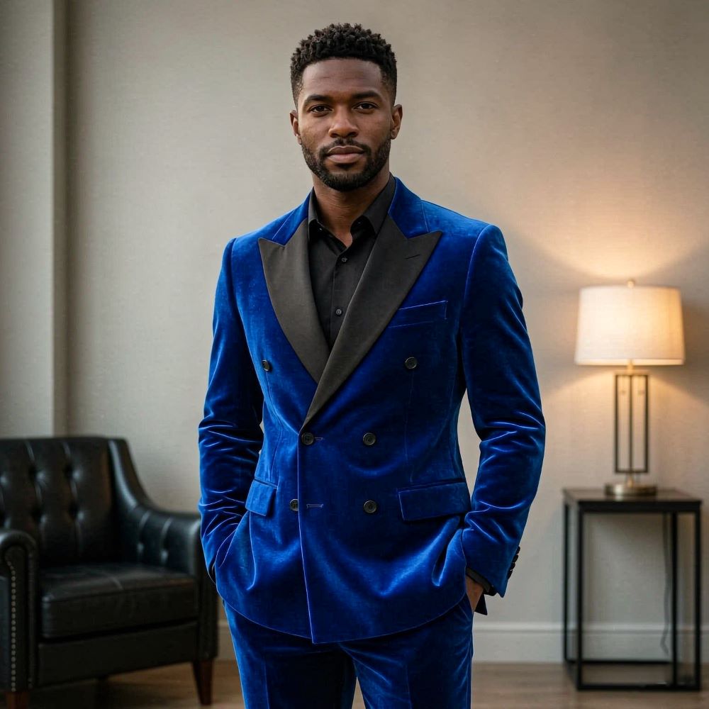 男性用フォーマルベルベットスーツ ダブルブレスト グルームズ - Formal Wear For Men In Wedding のレビューと価格