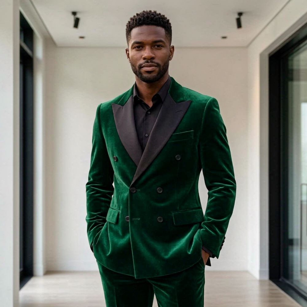 男性用フォーマルベルベットスーツ ダブルブレスト グルームズ - Formal Wear For Men In Wedding のレビューと価格