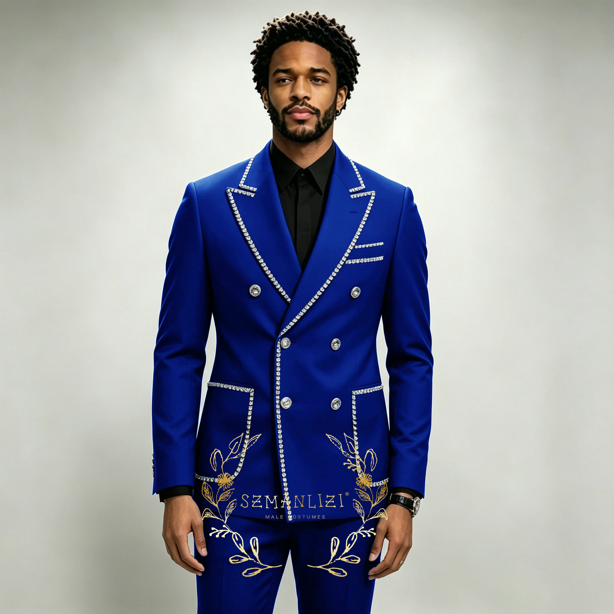 高級メンズスーツ2ピース ロイヤルブルー クリスタル ピーク - Formal Wear For Men In Wedding のレビューと価格