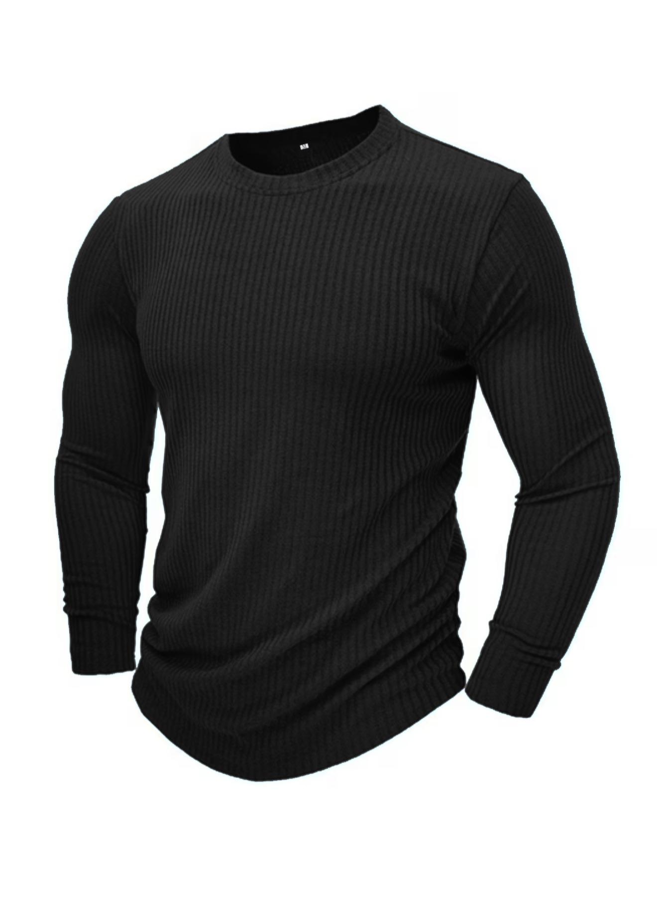 メンズ ラウンドネック 長袖 ニットTシャツ 無地 プルオー - Men Formal Wear Shirts のレビューと価格
