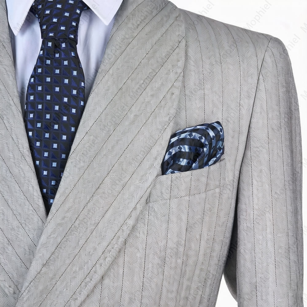 モフィエル ライトグレー メンズスーツ ストライプ ダブルブ - Formal Wear For Men In Wedding のレビューと価格