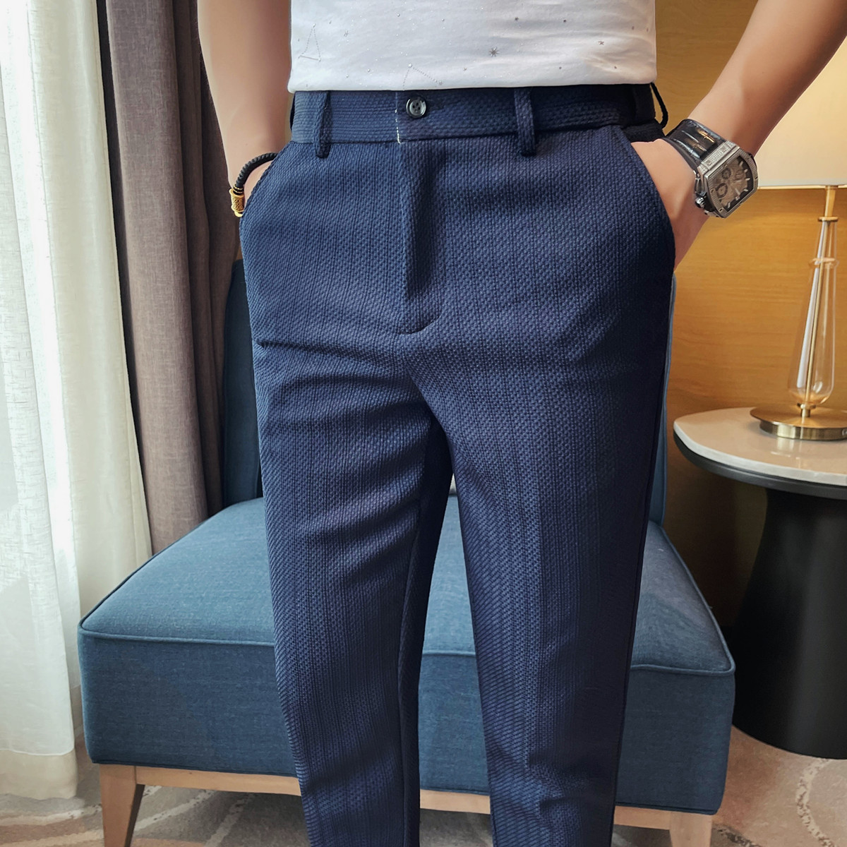 2025 春夏の新メンズ薄いストライプカジュアルパンツファッ - Men'S Formal Wear Rental のレビューと価格