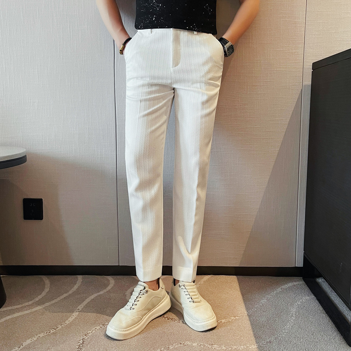 2025 春夏の新メンズ薄いストライプカジュアルパンツファッ - Men'S Formal Wear Rental のレビューと価格