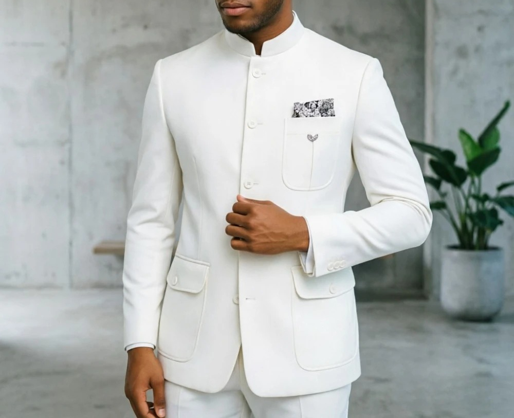 サファリメンズスーツ メンズプレミアムライトグリーンマンダリ - Formal Wear For Men In Wedding のレビューと価格