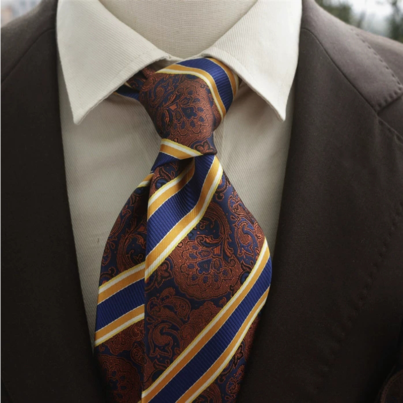 メンズネイビーブラウンのネクタイ,フォーマルなビジネスシルク - Men Formal Wear With Tie のレビューと価格