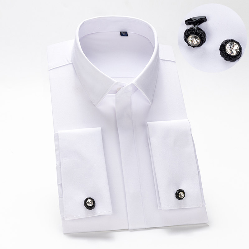 メンズフレンチカフスボタンシャツ、メンズ長袖、高級感、竹繊維 - Men Formal Wear Shirts のレビューと価格