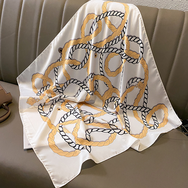 シルクサテンヒジャーブスカーフ,70cm,プリント,女性用, - Silk Tie Woven のレビューと価格