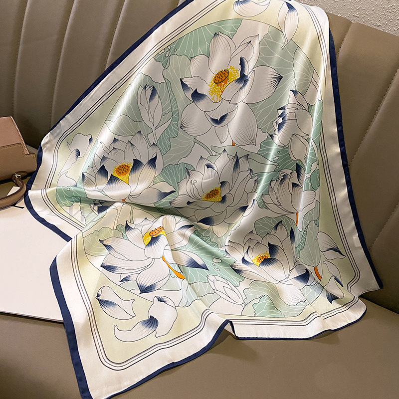 シルクサテンヒジャーブスカーフ,70cm,プリント,女性用, - Silk Tie Woven のレビューと価格