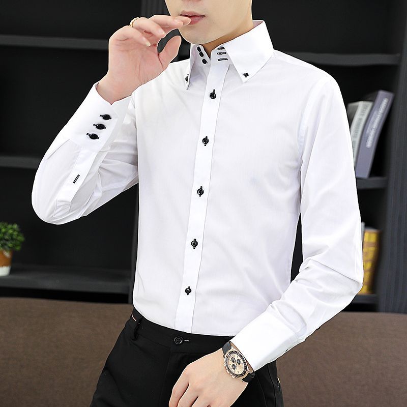 春秋メンズエグゼクティブシャツ韓国フィット、パーマネントプレ - Men Formal Wear Shirts のレビューと価格