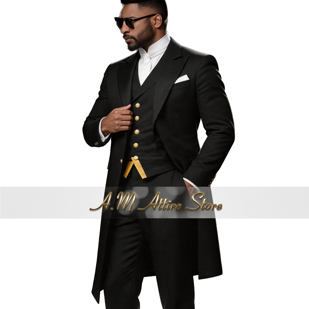 男性用ウェディングスーツ ブルー 3ピース ロングブレザー  - Formal Wear For Men In Wedding のレビューと価格