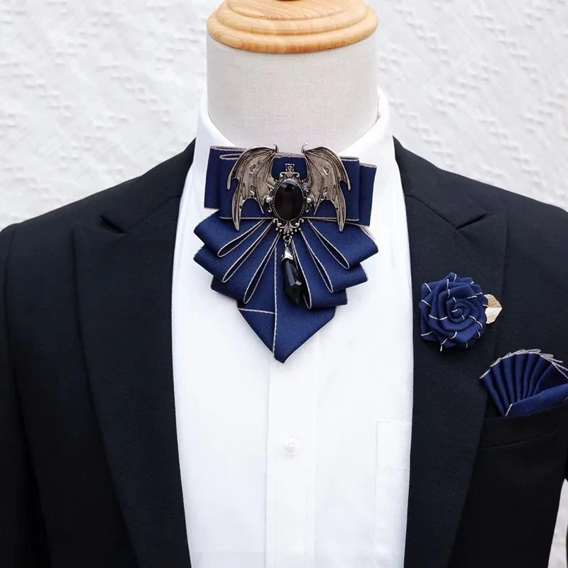男性用の英国スタイルのボウブローチセット,花の襟付きのフォー - Men Formal Wear With Tie のレビューと価格