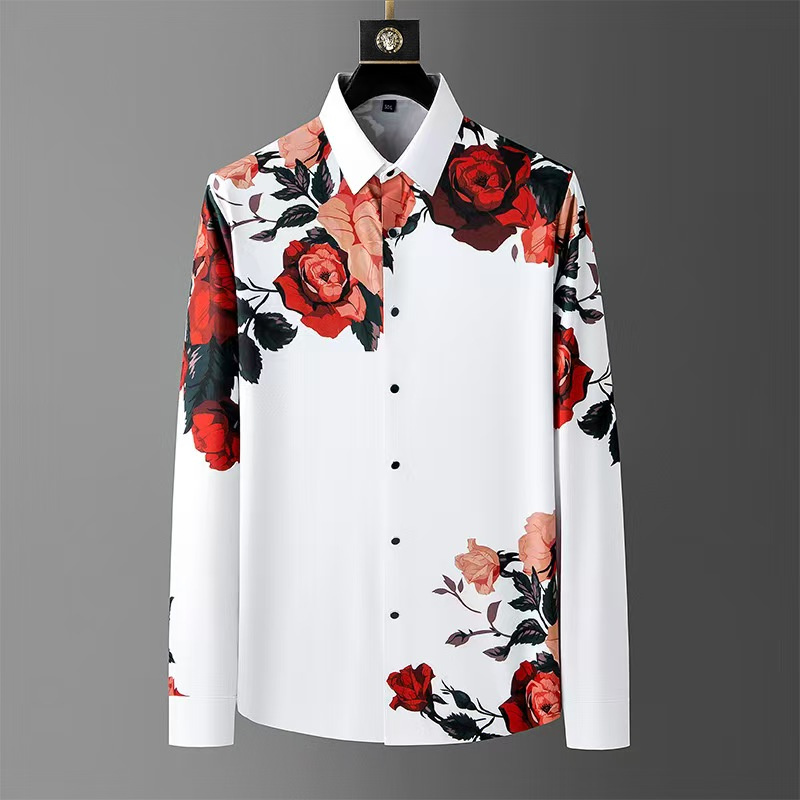 メンズ長袖シャツ,ヴィンテージ,フローラルプリント,社交クラ - Men Formal Wear Shirts のレビューと価格