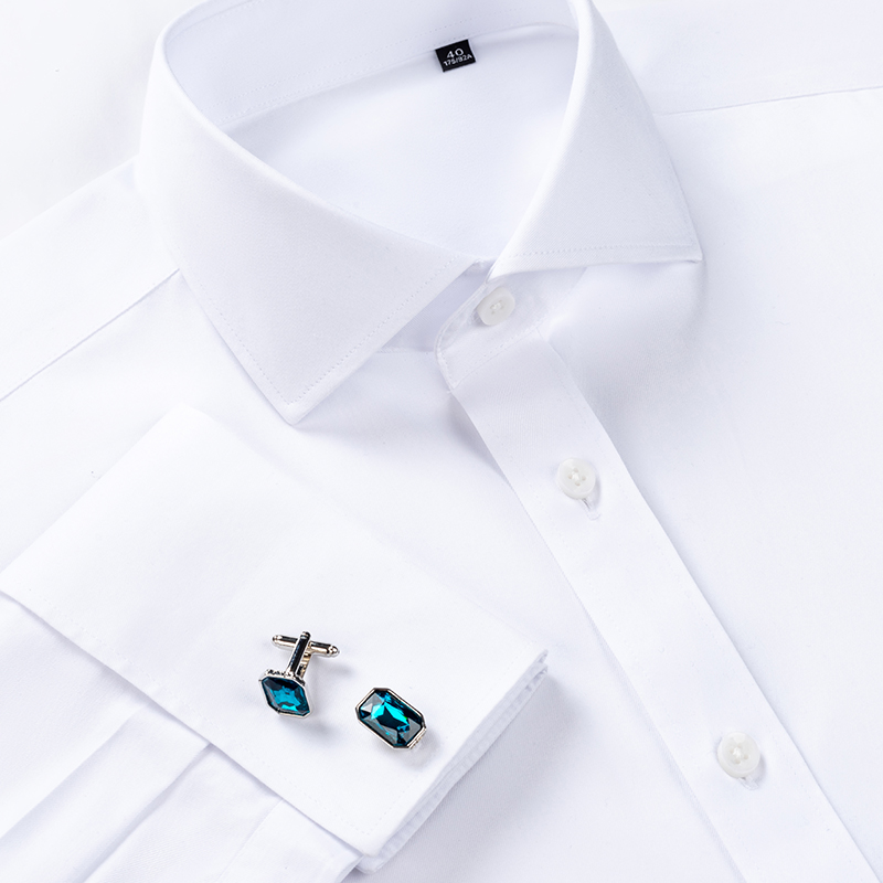 高級200番手4本撚り糸100%コットン メンズフレンチカフ - Men Formal Wear Shirts のレビューと価格