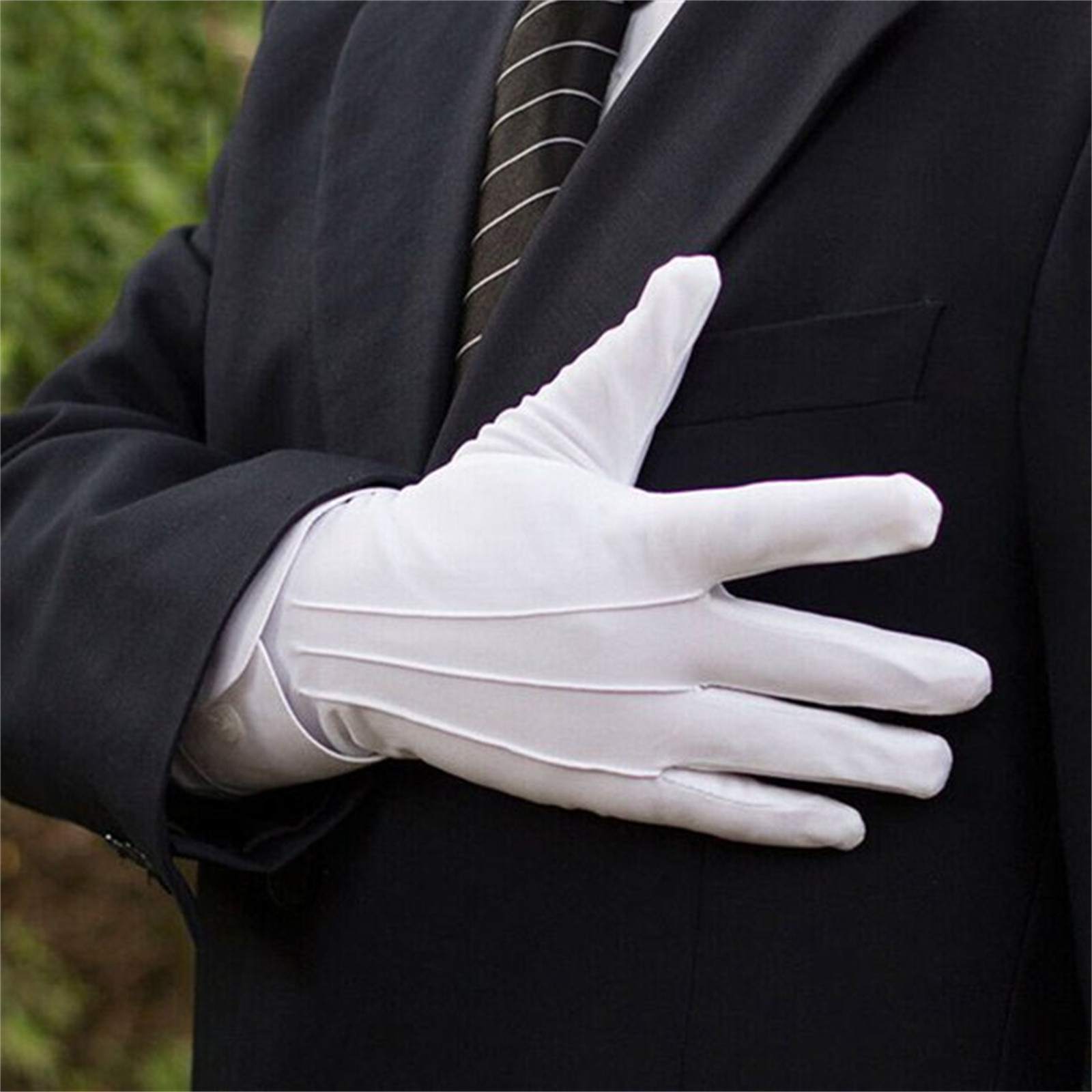 白い綿手袋男性フォーマルタキシード制服手袋儀仗隊パレードセレ - Formal Wear Gloves Men のレビューと価格